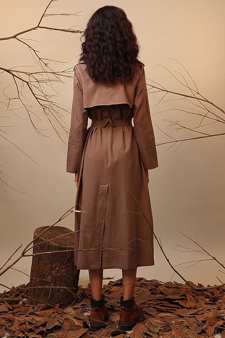 Beige Cotton Overlap Trench Vacation Dress by Mati at Pernia's Pop Up Shop