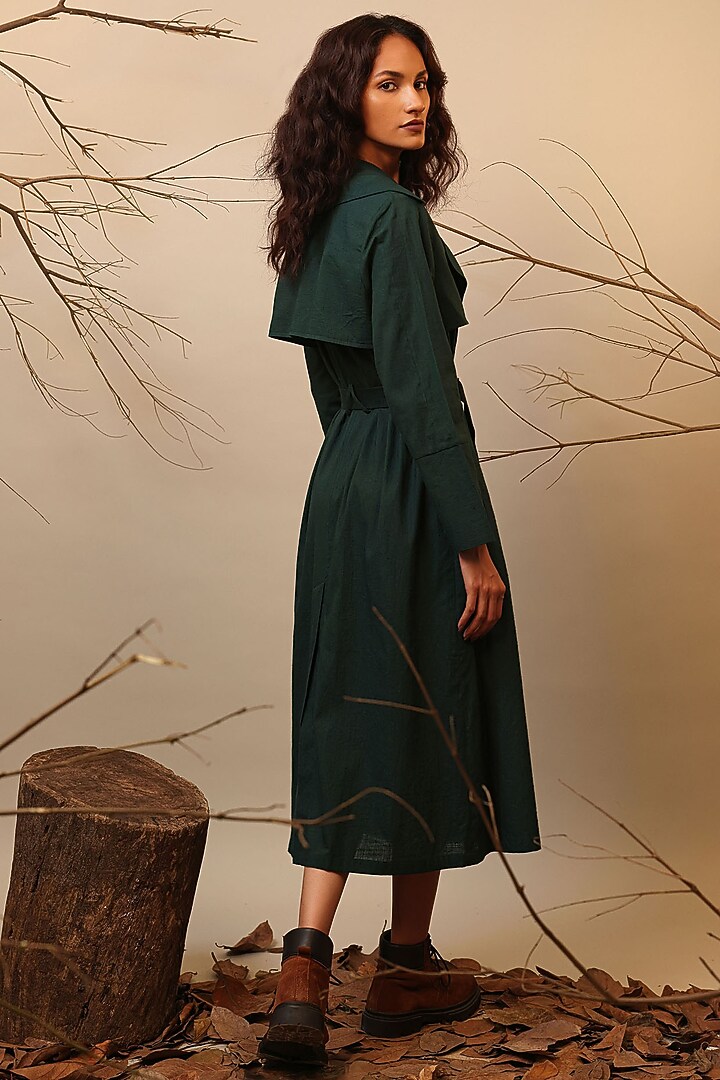 Green Cotton Overlap Trench Vacation Dress by Mati at Pernia's Pop Up Shop
