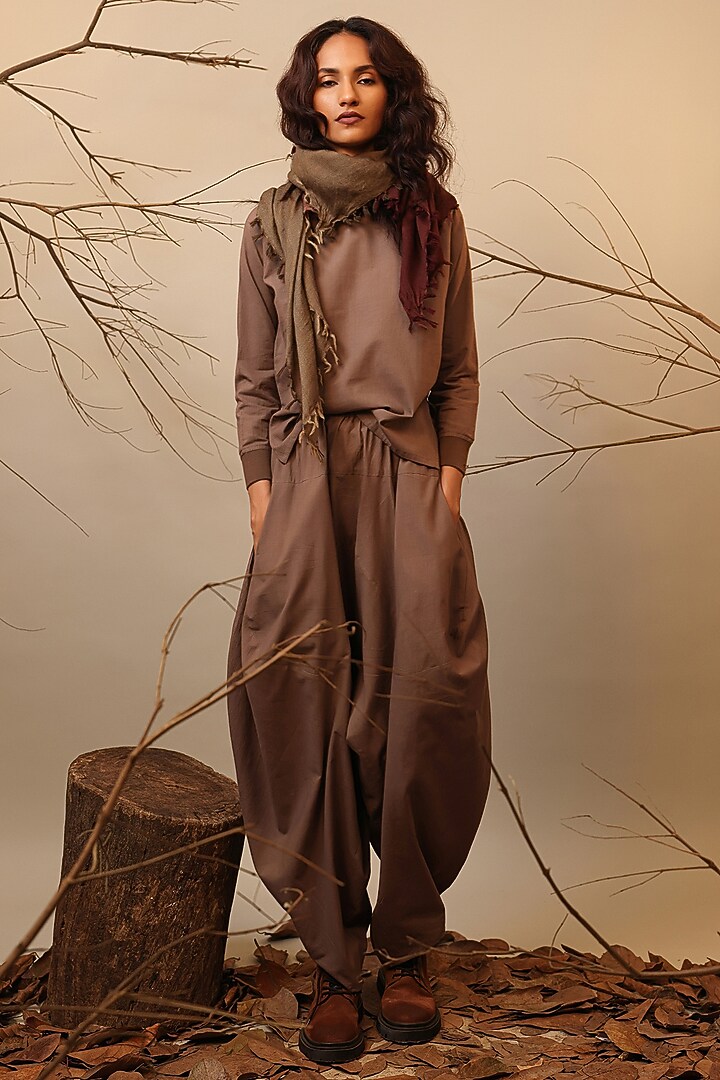 Beige Handspun Cotton Co-Ord Set by Mati at Pernia's Pop Up Shop