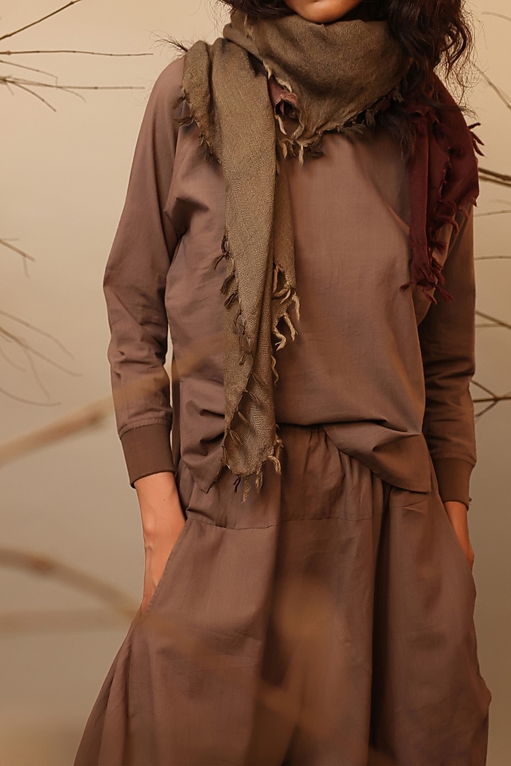 Beige Handspun Cotton Co-Ord Set by Mati at Pernia's Pop Up Shop