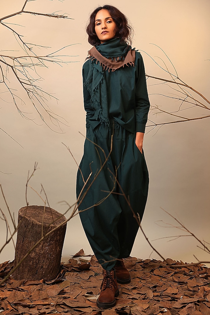 Green Handspun Cotton Co-Ord Set by Mati at Pernia's Pop Up Shop