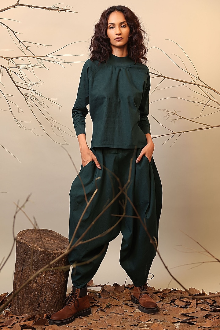 Green Handspun Cotton Co-Ord Set by Mati at Pernia's Pop Up Shop