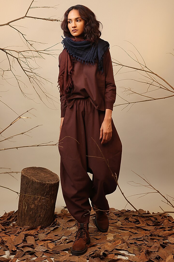 Brown Handspun Cotton Co-Ord Set by Mati at Pernia's Pop Up Shop