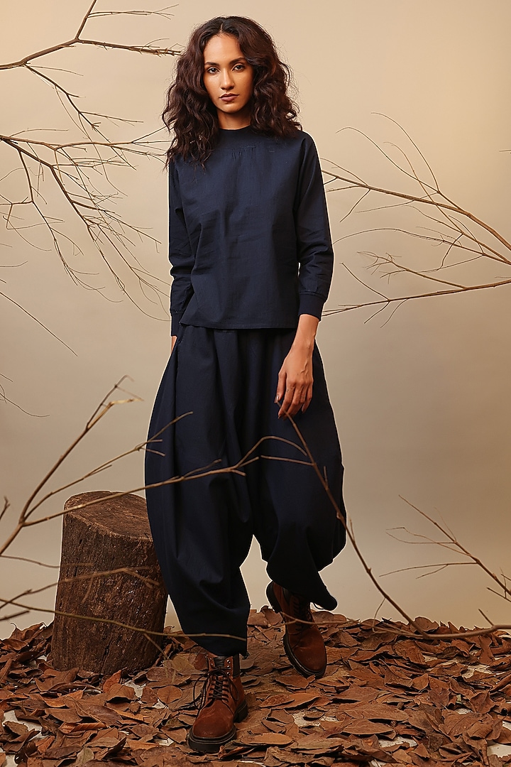 Blue Handspun Cotton Co-Ord Set by Mati at Pernia's Pop Up Shop