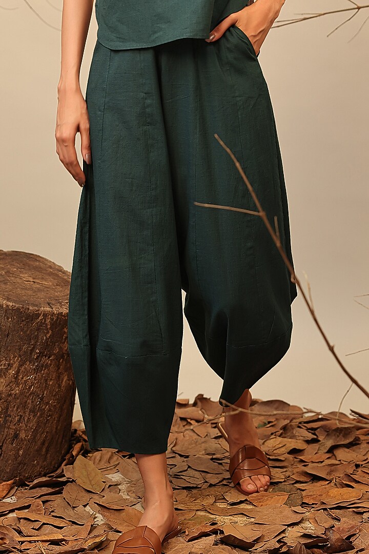 Green Cotton Color-Blocked Co-Ord Set by Mati at Pernia's Pop Up Shop