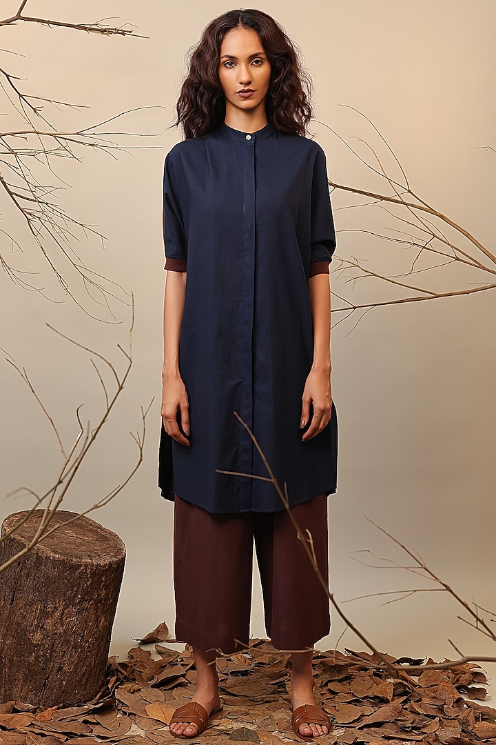 Blue Cotton Shirt Tunic by Mati at Pernia's Pop Up Shop