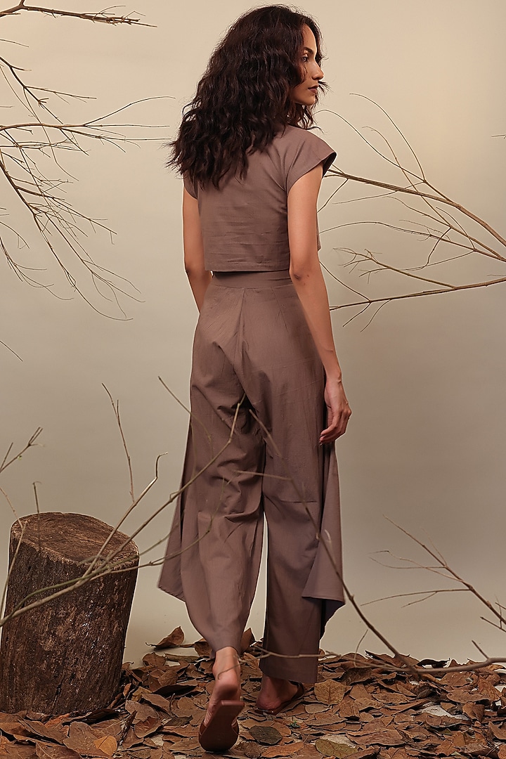 Beige Handspun Cotton Crop Top by Mati at Pernia's Pop Up Shop