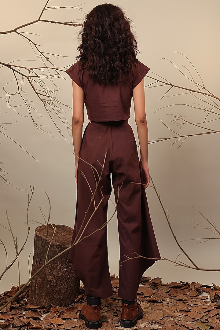 Brown Handspun Cotton Crop Top by Mati at Pernia's Pop Up Shop
