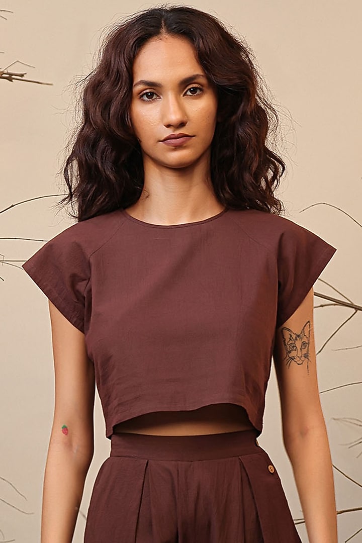 Brown Handspun Cotton Co-Ord Set by Mati at Pernia's Pop Up Shop