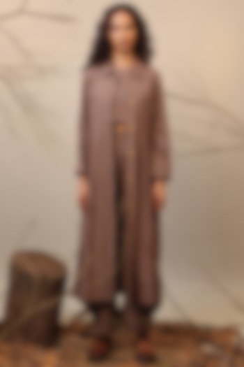 Beige Cotton Trench Jacket by Mati at Pernia's Pop Up Shop