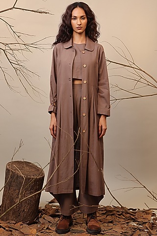 Beige Cotton Trench Jacket by Mati