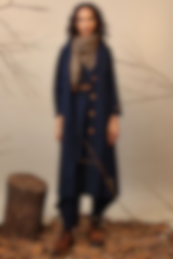 Blue Cotton Trench Jacket by Mati at Pernia's Pop Up Shop