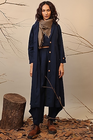 Blue Cotton Trench Jacket by Mati