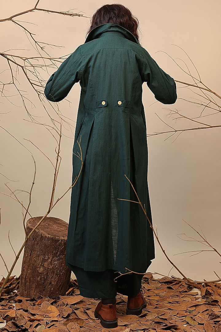 Green Cotton Trench Jacket by Mati at Pernia's Pop Up Shop