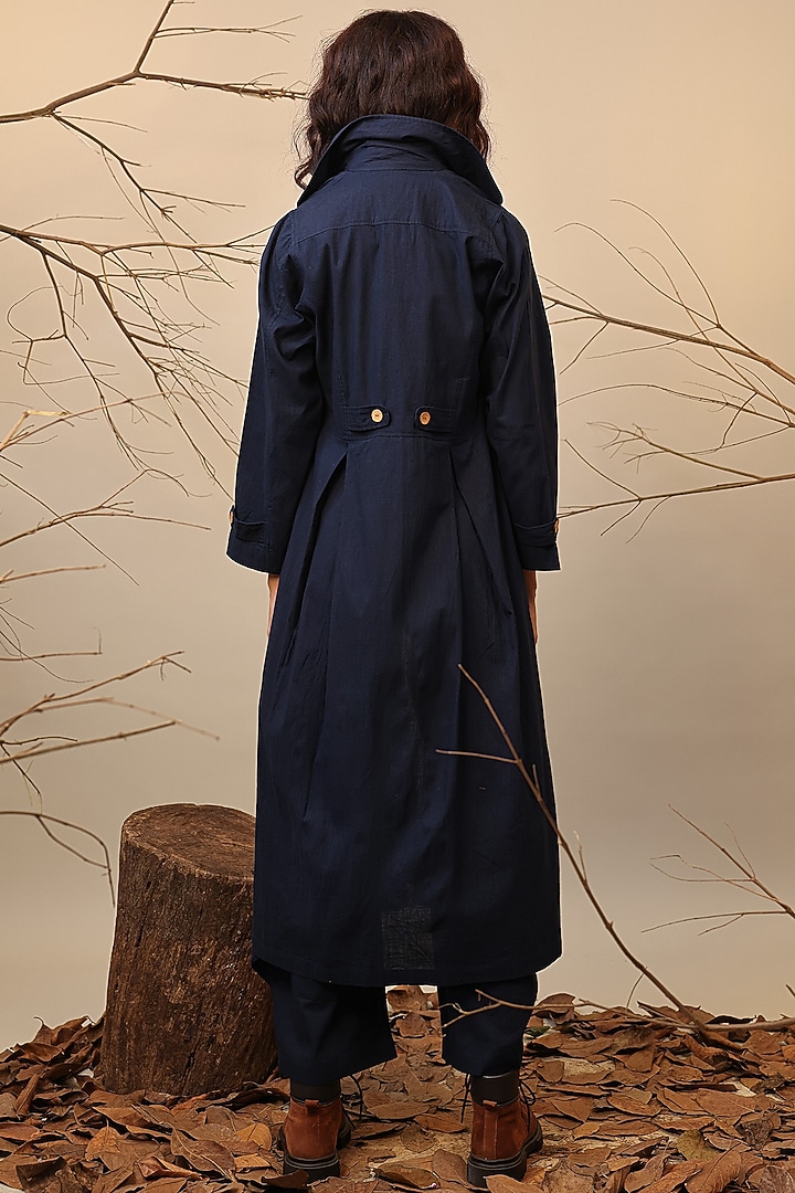 Blue Cotton Trench Jacket Set by Mati at Pernia's Pop Up Shop