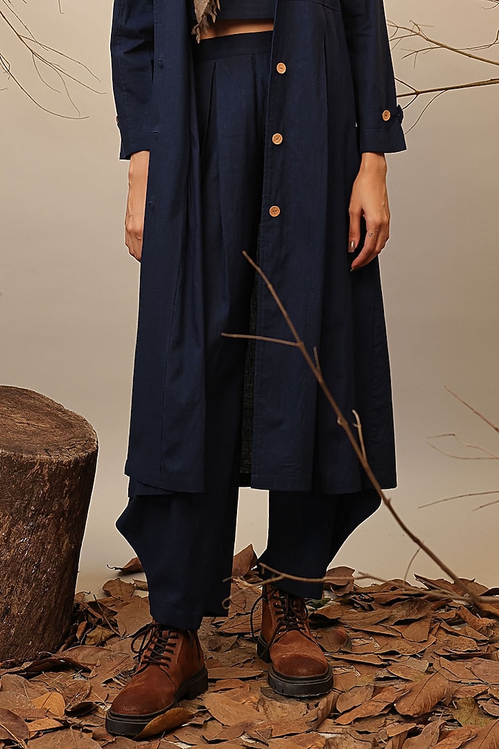 Blue Cotton Trench Jacket Set by Mati at Pernia's Pop Up Shop
