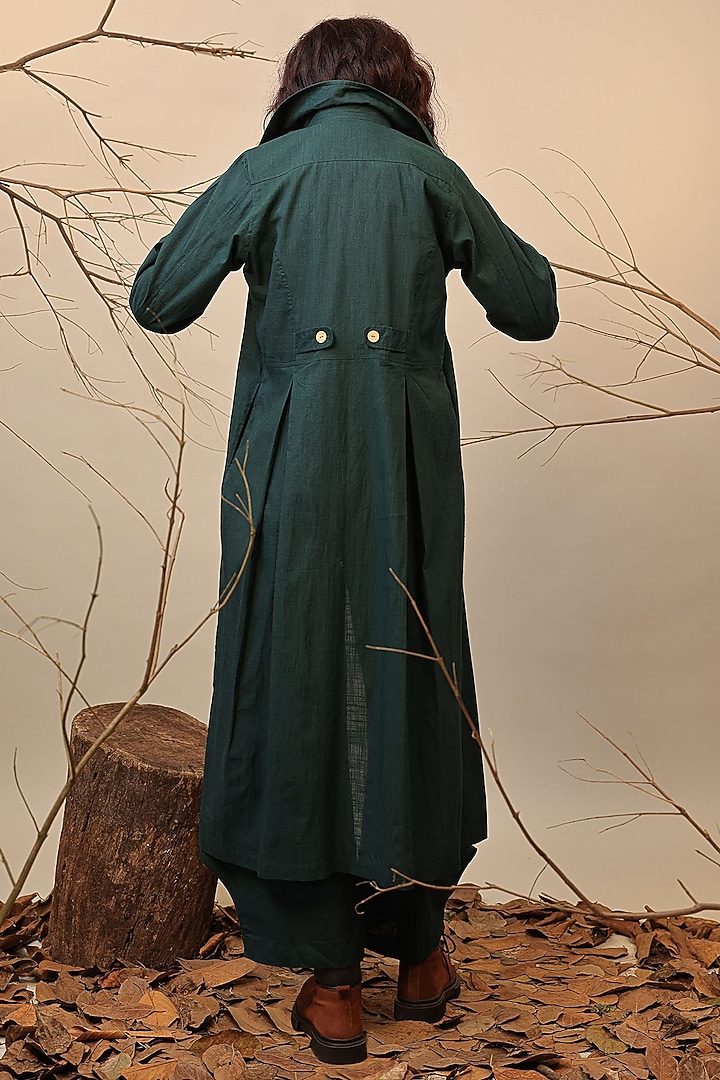 Green Handspun Cotton Trench Jacket Set by Mati at Pernia's Pop Up Shop