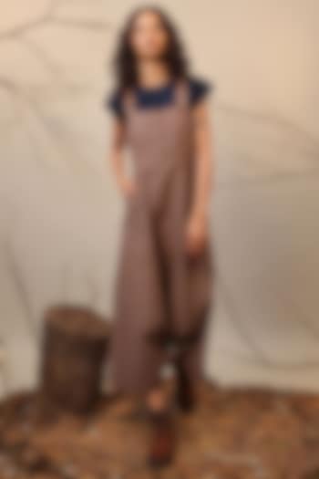 Blue Handspun Cotton Jumpsuit With Crop Top by Mati at Pernia's Pop Up Shop