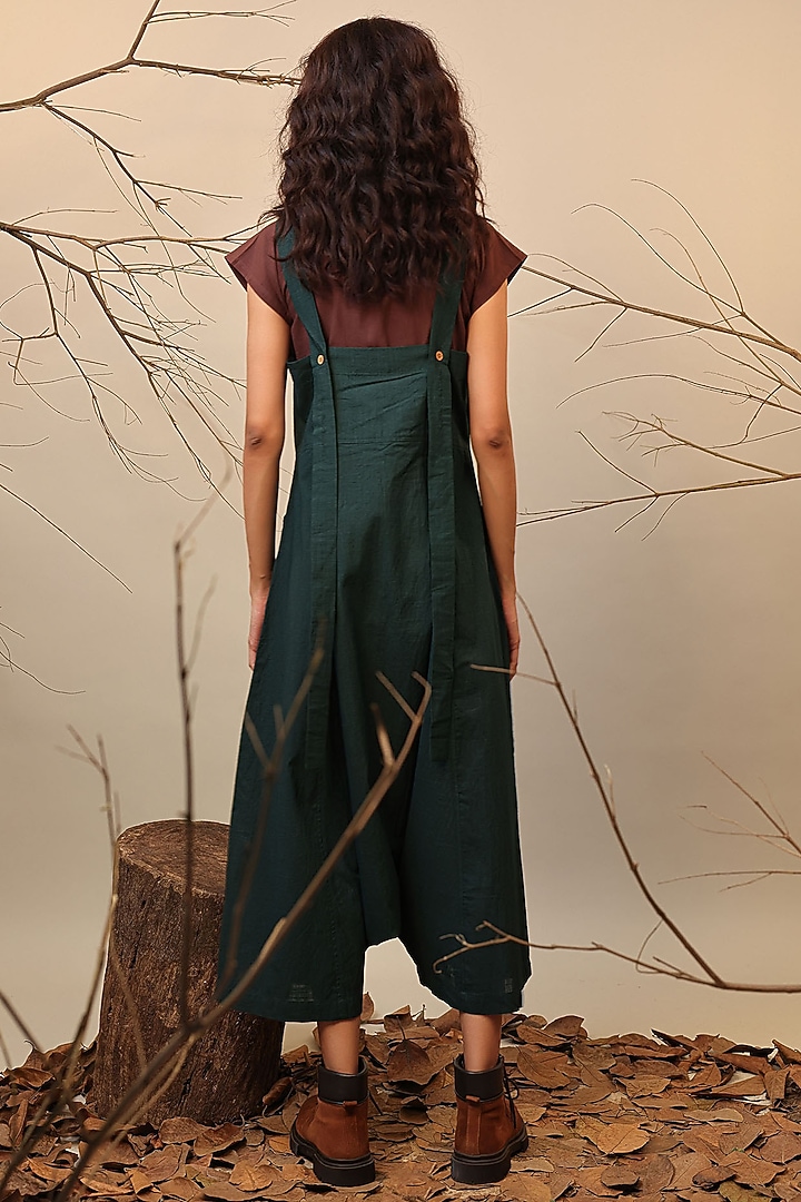 Green Handspun Cotton Jumpsuit With Crop Top by Mati at Pernia's Pop Up Shop