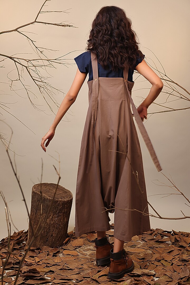 Beige Handspun Cotton Jumpsuit With Crop Top by Mati at Pernia's Pop Up Shop