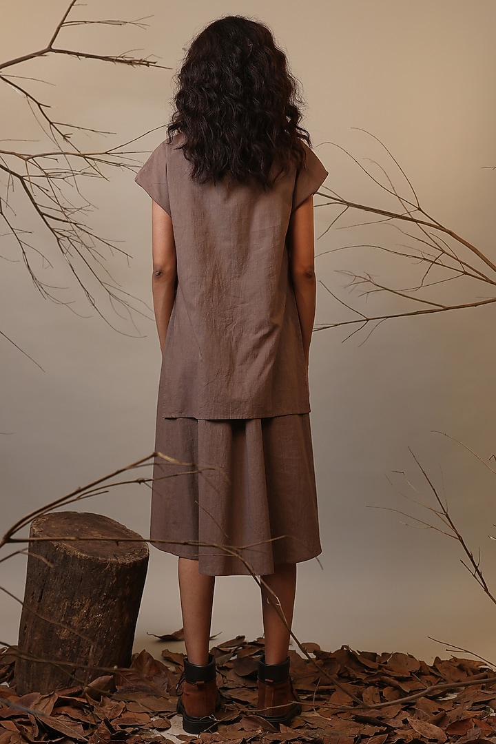 Beige Handspun Cotton Color-Block Summer Dress by Mati at Pernia's Pop Up Shop