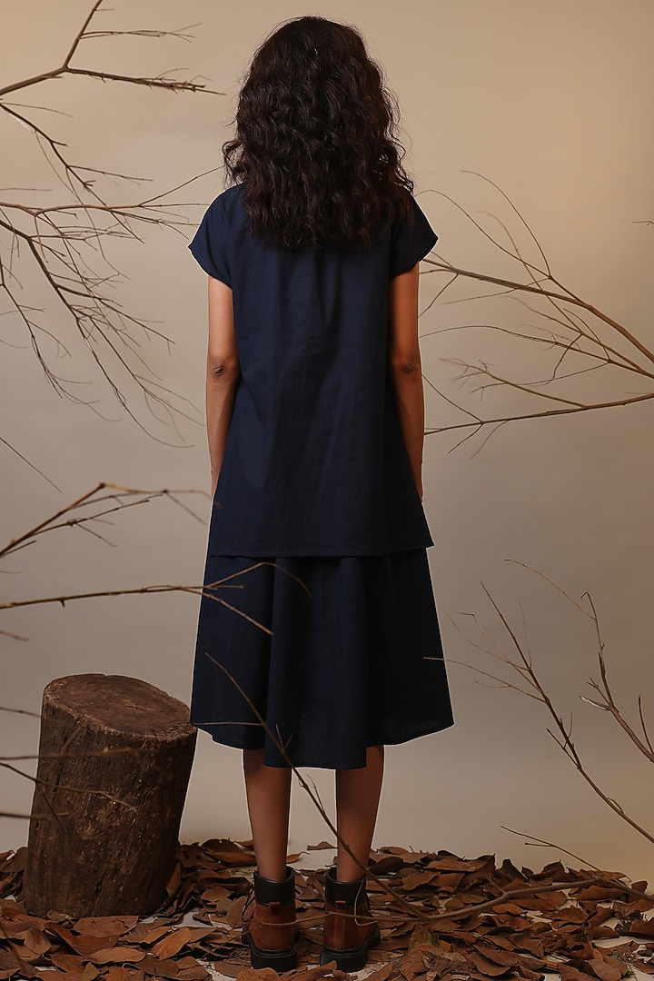 Blue Handspun Cotton Color-Block Summer Dress by Mati at Pernia's Pop Up Shop