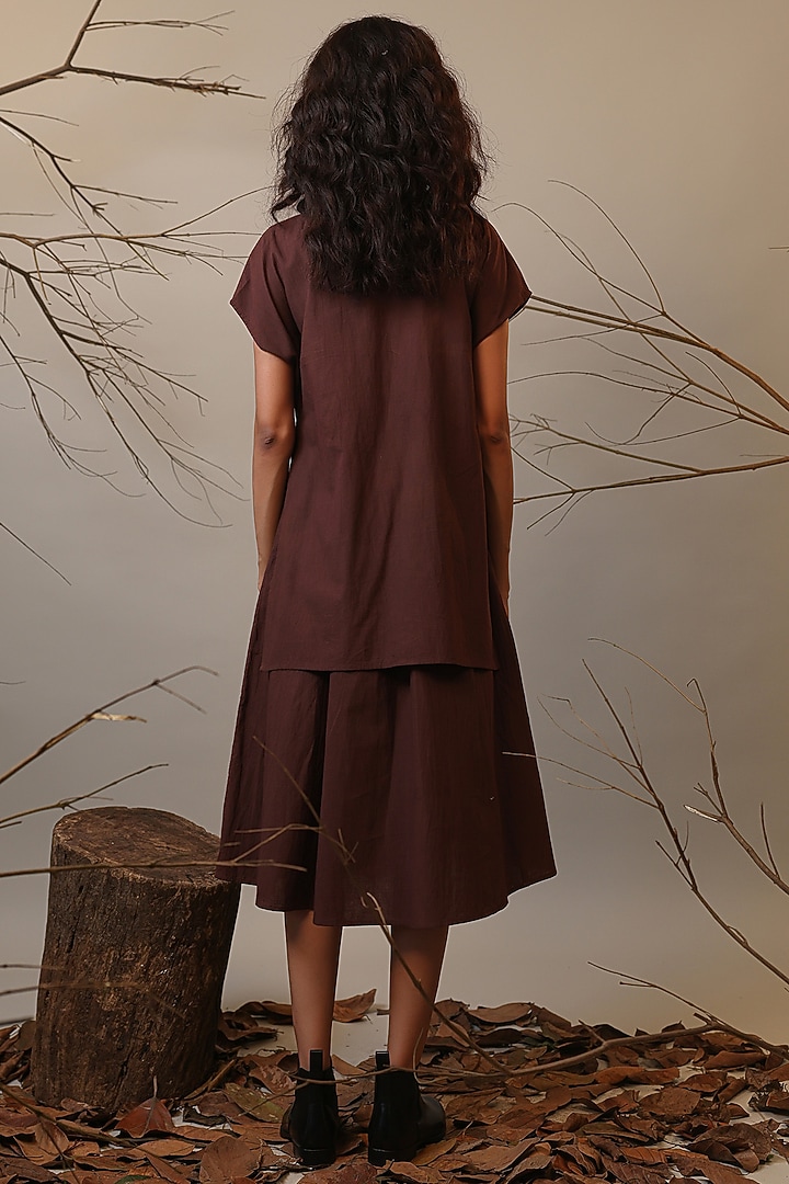 Brown Handspun Cotton Color-Block Summer Dress by Mati at Pernia's Pop Up Shop