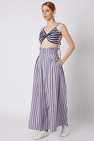 Lavender & Dark Blue Striped Bralette by Mati