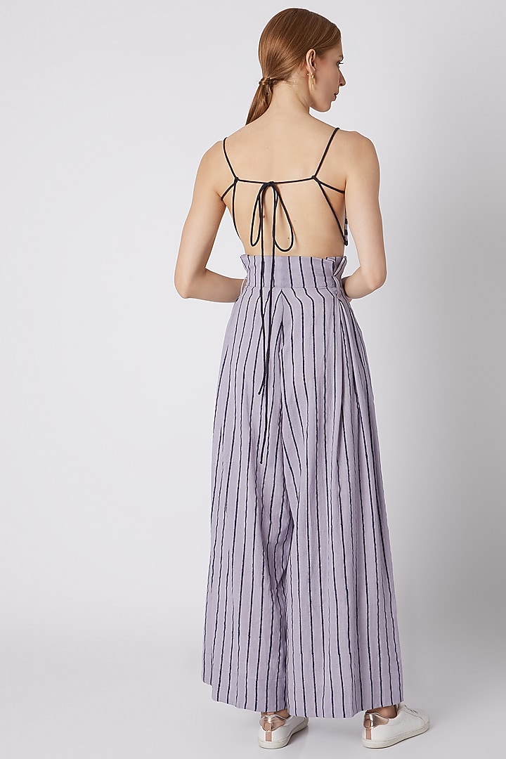 Lavender & Dark Blue Striped Bralette by Mati at Pernia's Pop Up Shop