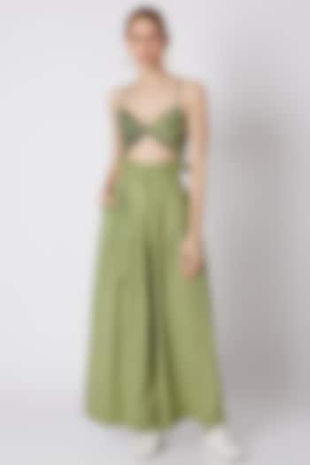 Green & Dark Blue Striped Bralette by Mati at Pernia's Pop Up Shop