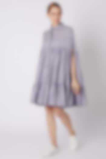 Lavender & Dark Blue Striped Cape Summer Dress by Mati at Pernia's Pop Up Shop