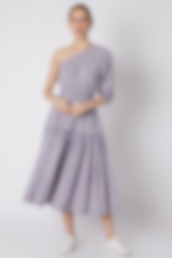 Lavender Striped One Shoulder Summer Dress by Mati at Pernia's Pop Up Shop
