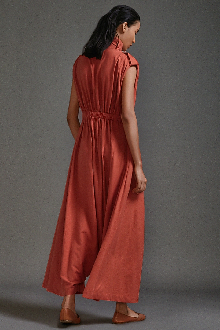 Rust Cotton Safari Jumpsuit by Mati at Pernia's Pop Up Shop