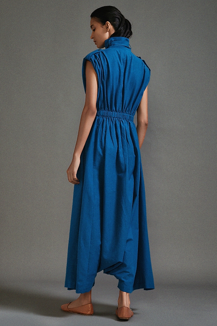 Blue Cotton Safari Jumpsuit by Mati at Pernia's Pop Up Shop