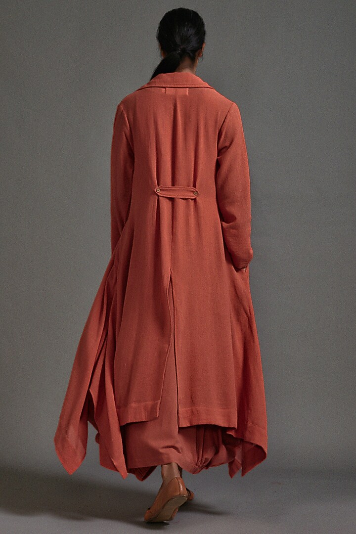Rust Textured Fabric Safari Koza Jacket by Mati at Pernia's Pop Up Shop