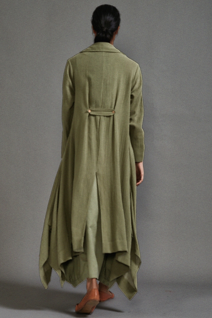Green Textured Fabric Safari Koza Jacket by Mati at Pernia's Pop Up Shop