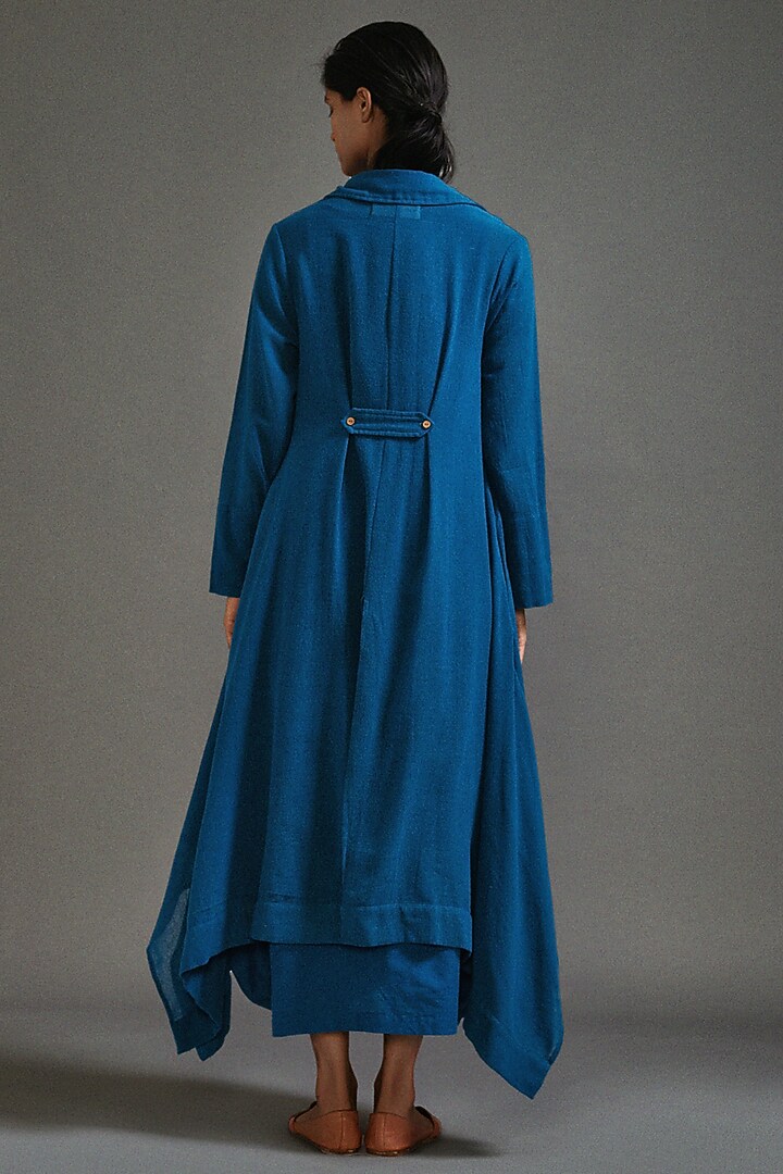 Blue Textured Fabric Safari Koza Jacket by Mati at Pernia's Pop Up Shop