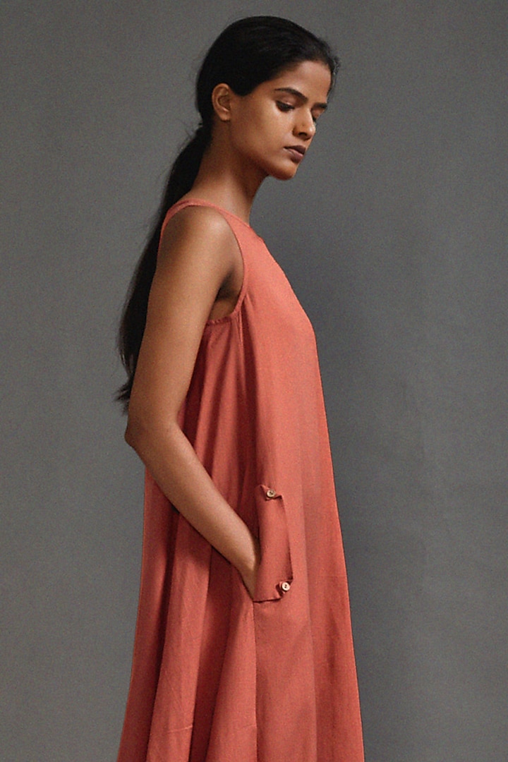 Rust Cotton Cowl Maxi Summer Dress by Mati at Pernia's Pop Up Shop