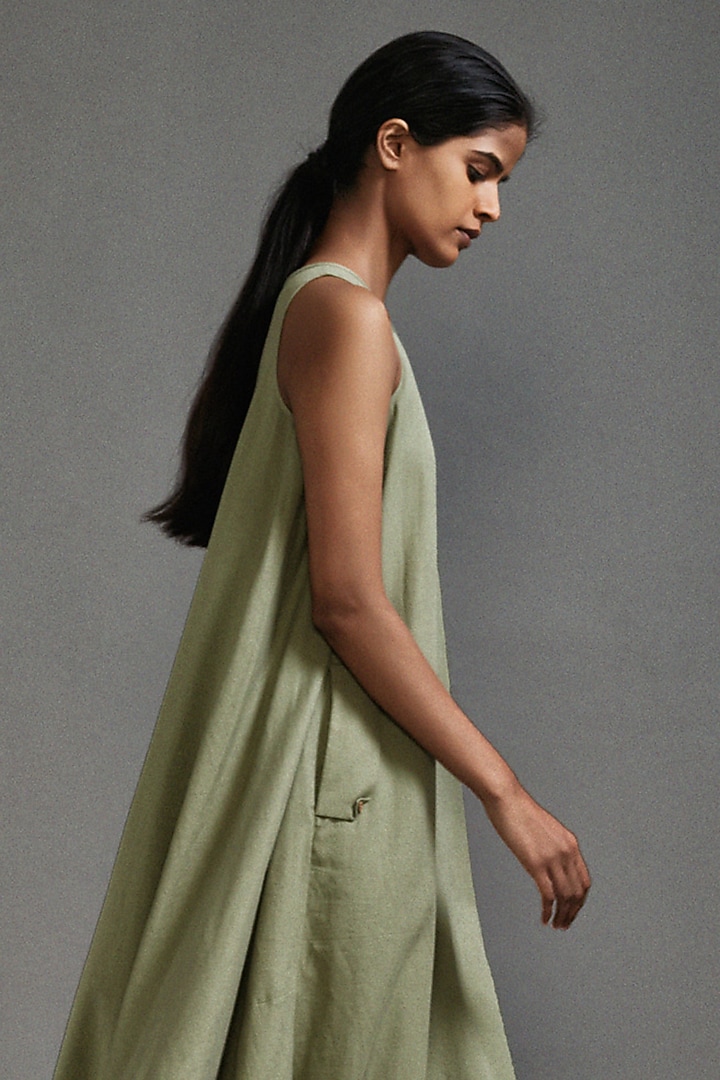 Green Cotton Cowl Maxi Summer Dress by Mati at Pernia's Pop Up Shop