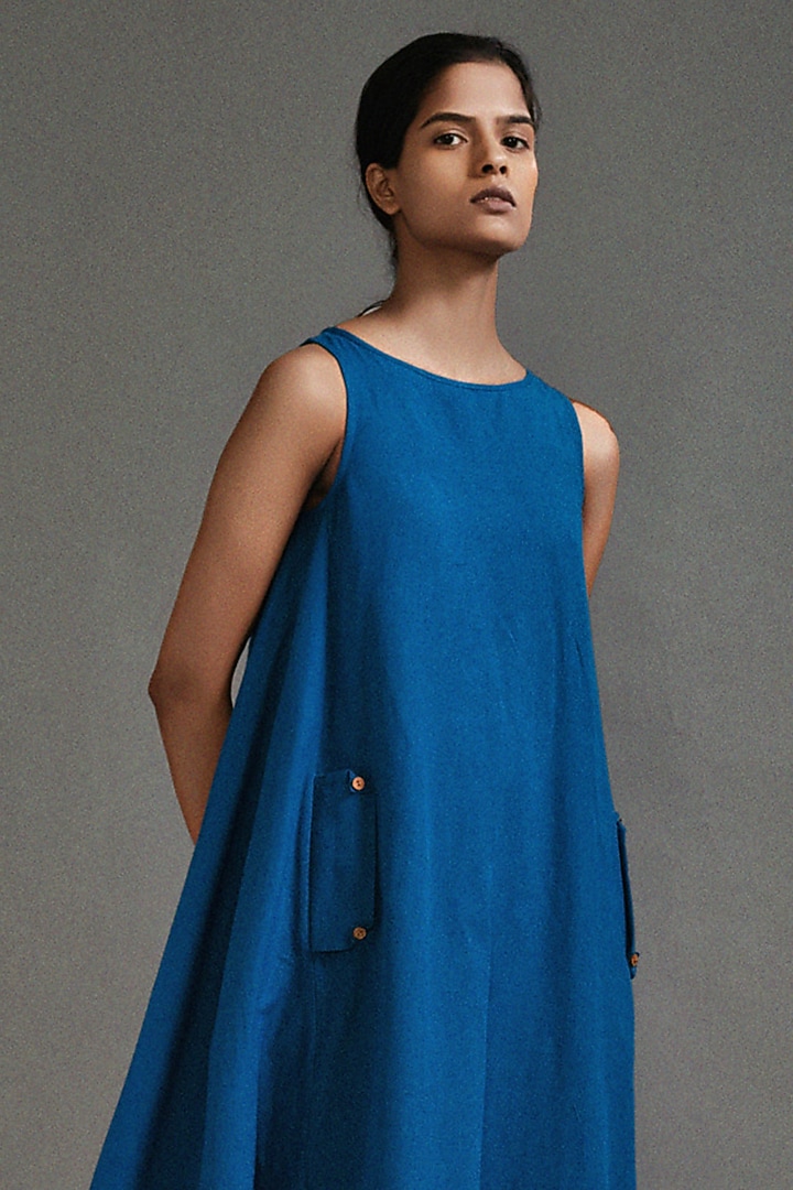 Blue Cotton Cowl Maxi Summer Dress by Mati at Pernia's Pop Up Shop