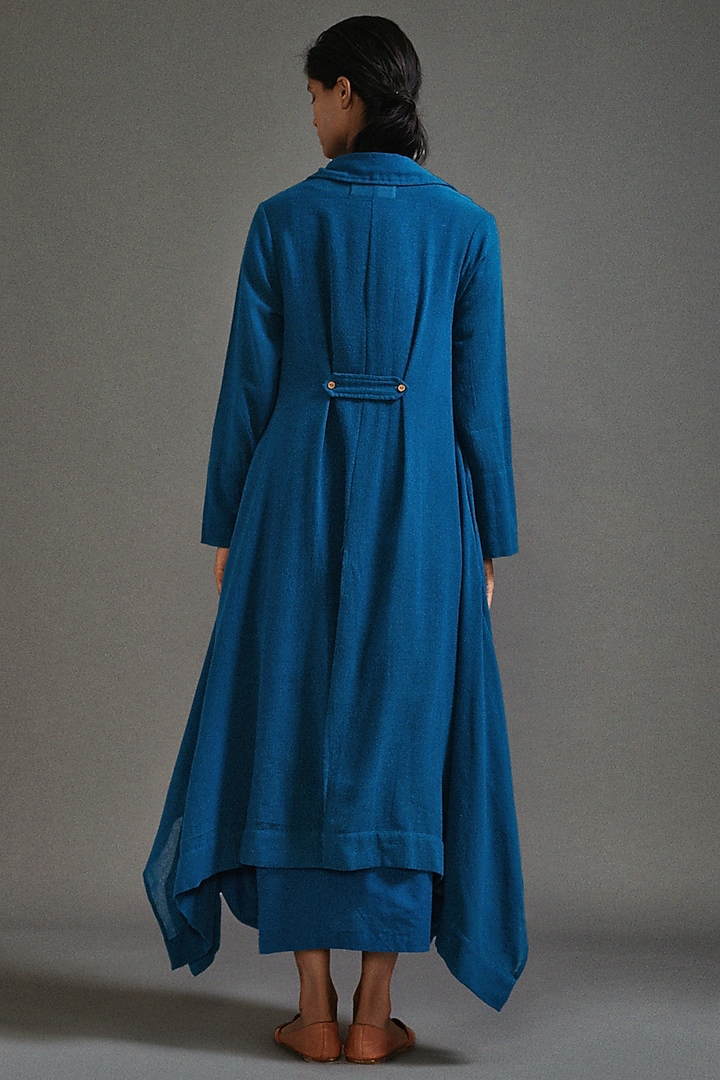 Blue Textured Fabric Safari Koza Jacket Set by Mati at Pernia's Pop Up Shop