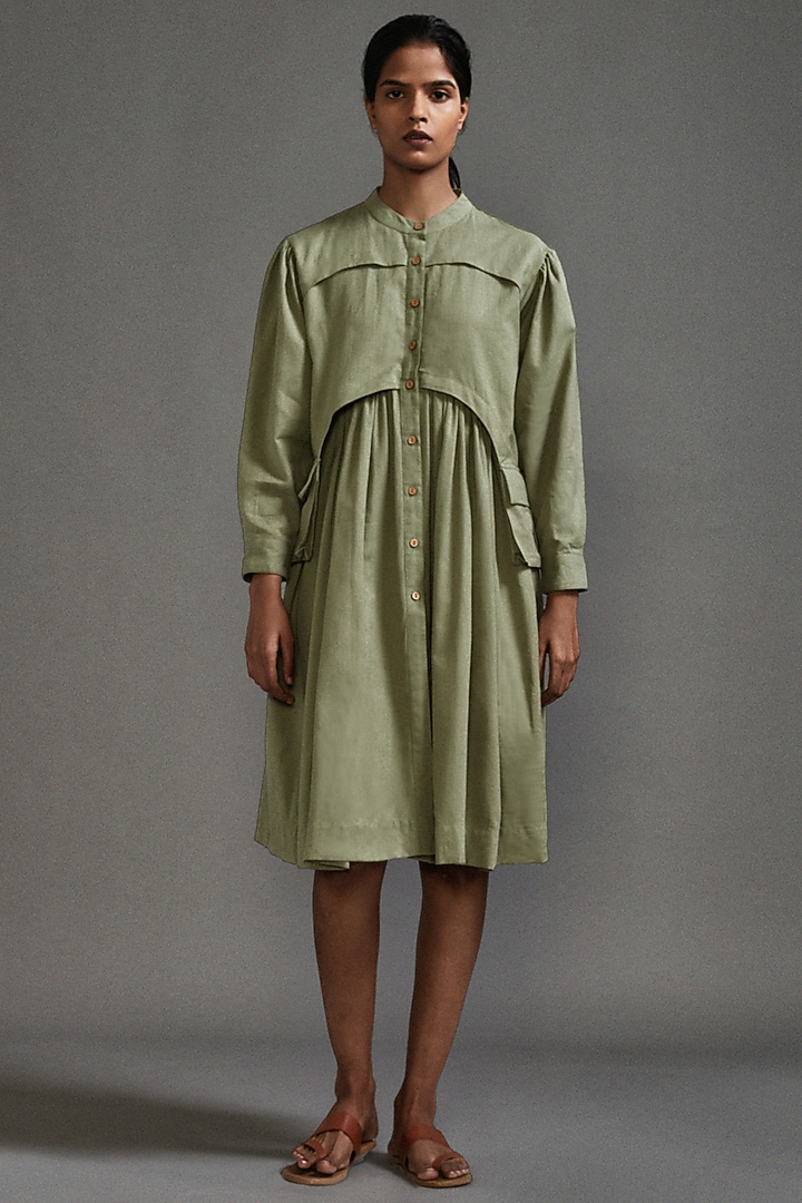 Green Cotton Knee-Length Safari Dress by Mati at Pernia's Pop Up Shop 2026 Green Cotton Knee-Length Safari Dress by Mati at Pernia's Pop Up Shop 2026