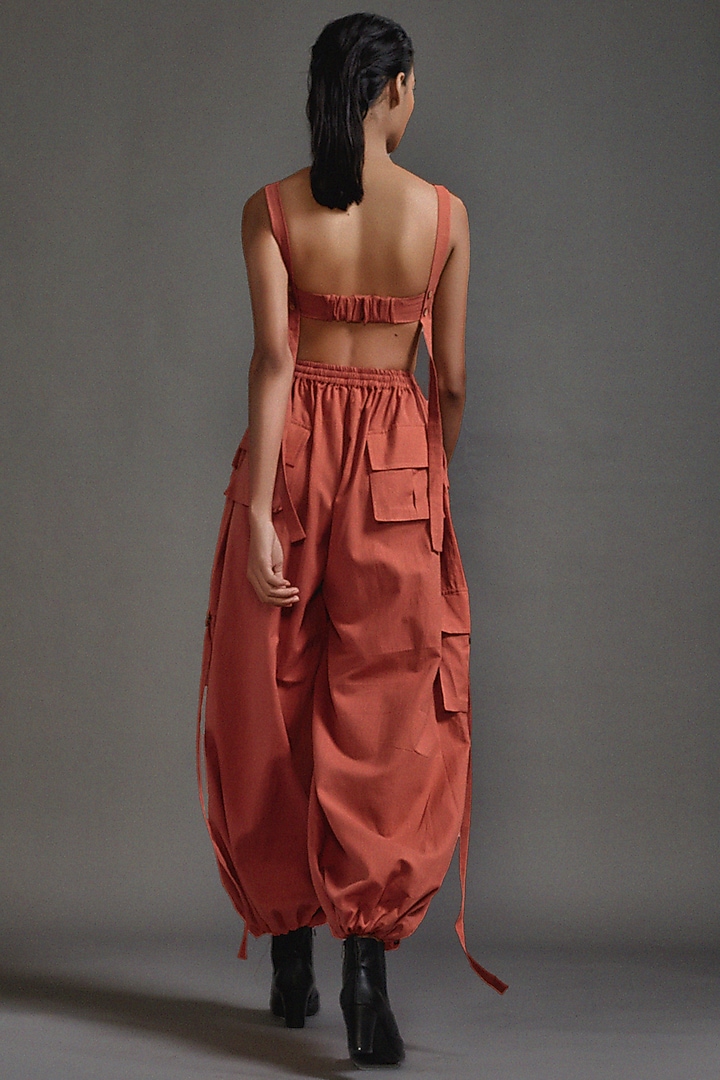 Rust Cotton Baggy-Fit Cargo Pants by Mati at Pernia's Pop Up Shop