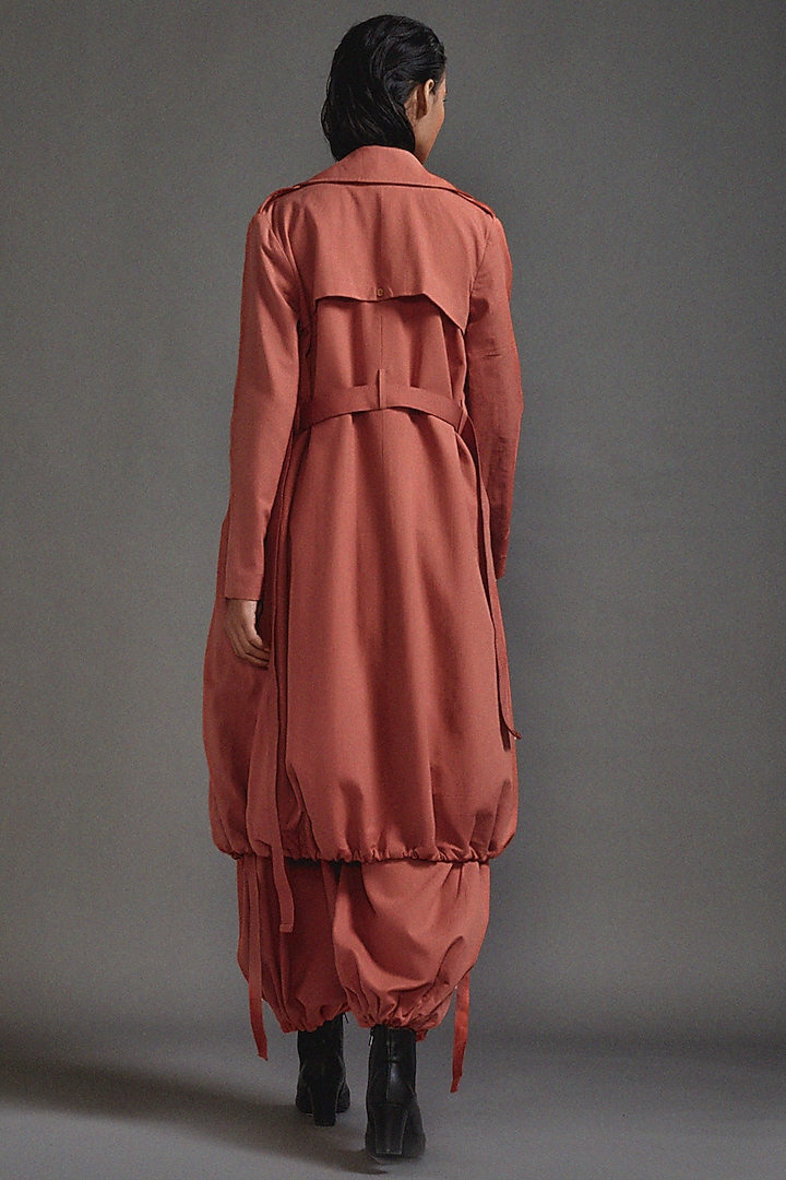 Rust Cotton Oversized Trench Jacket by Mati at Pernia's Pop Up Shop