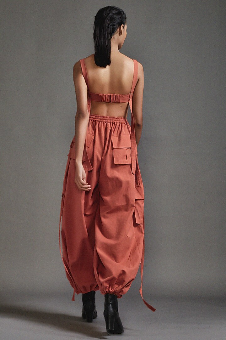 Rust Cotton Safari Cargo Pant Set by Mati at Pernia's Pop Up Shop