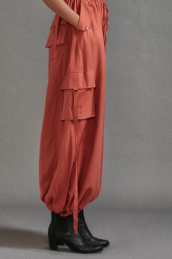 Rust Cotton Safari Cargo Pant Set by Mati at Pernia's Pop Up Shop