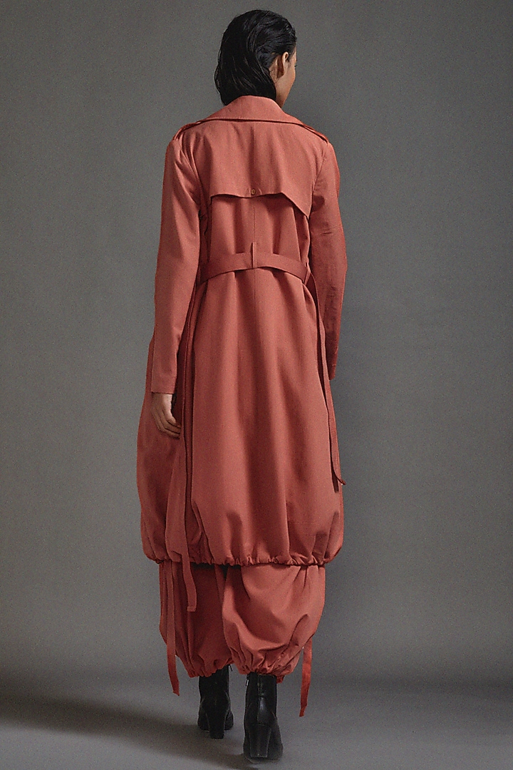 Rust Cotton Oversized Trench Jacket Set by Mati at Pernia's Pop Up Shop