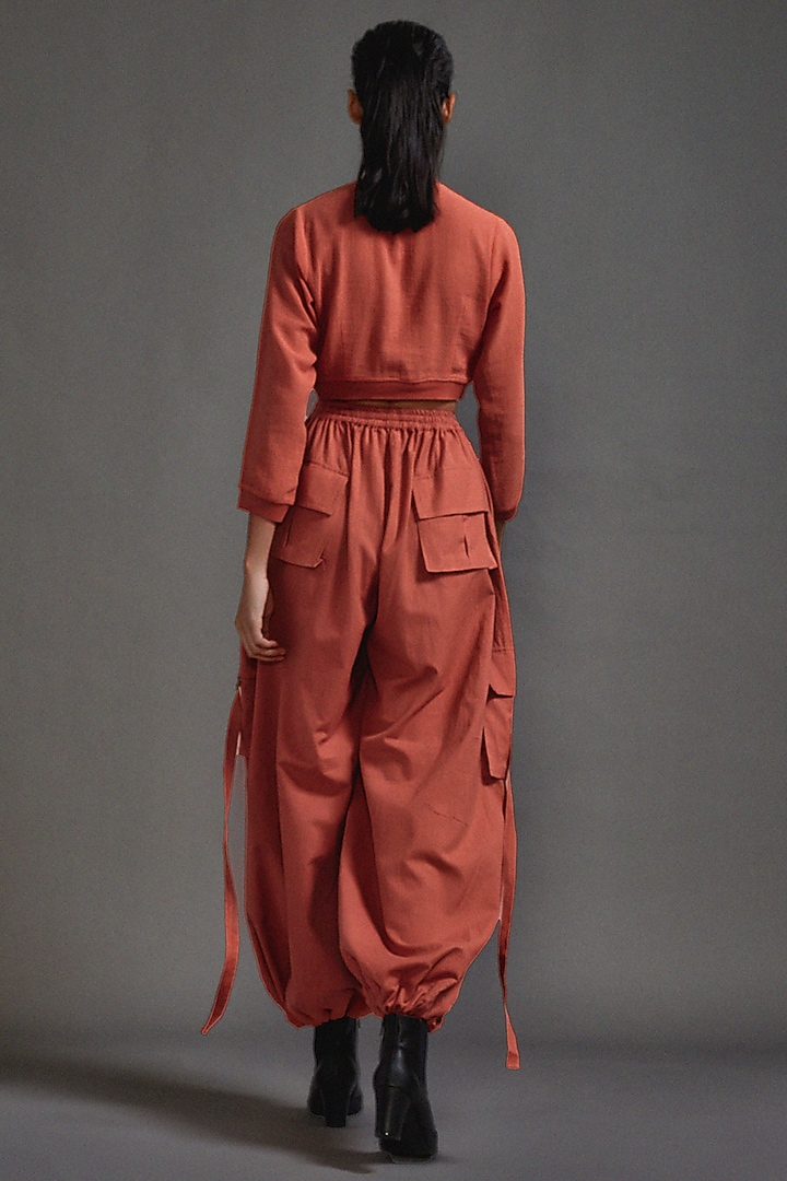 Rust Cotton Cargo Pant Set by Mati at Pernia's Pop Up Shop