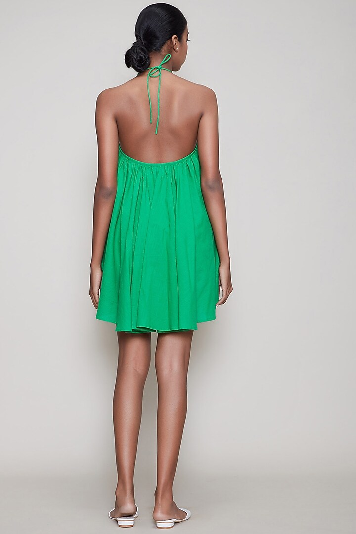 Green Handwoven Halter Summer Dress by Mati at Pernia's Pop Up Shop