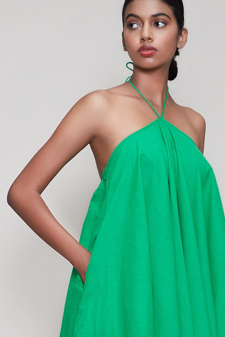 Green Handwoven Halter Summer Dress by Mati at Pernia's Pop Up Shop